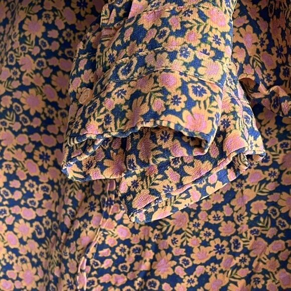 A LOVES A Silk Floral Print Hidden Button Front Long Sleeve Blouse Shirt S - Picture 3 of 7